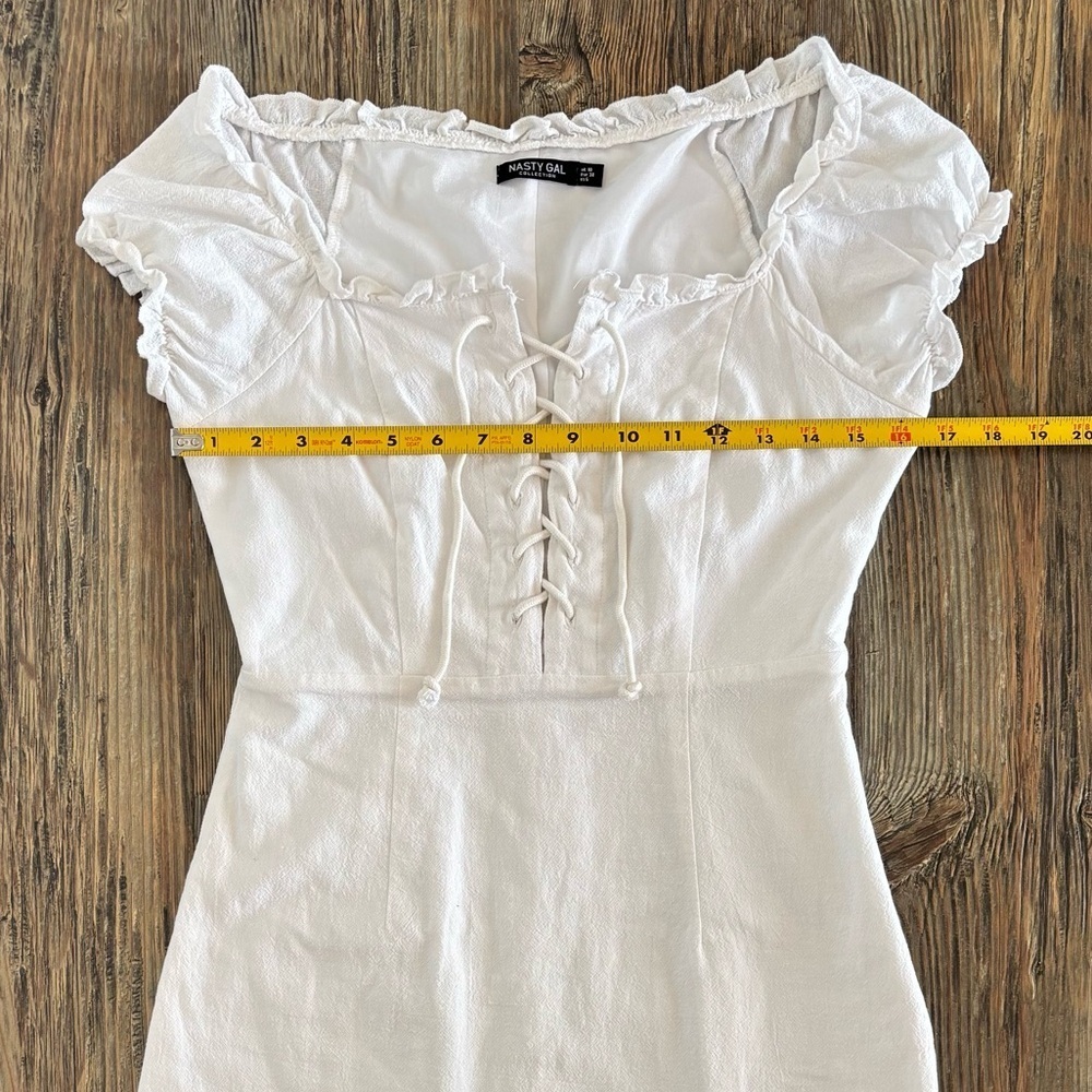 Nasty Gal Collection “Strings Attached” Lace-Up Mini Dress Womens 6 White Lined - Picture 4 of 11
